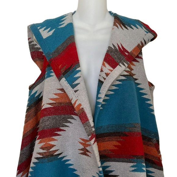 BB DAKOTA AZTEC SADDLE BLANKET PETUNIA HOODED TUNIC VEST SIZE MEDIUM - Picture 4 of 13
